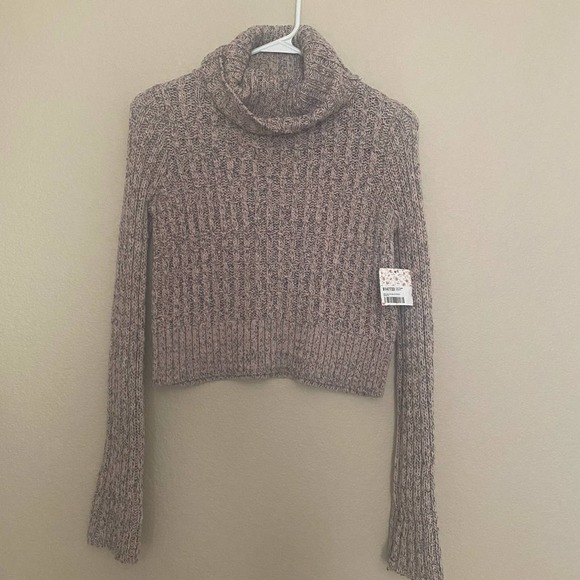 Free People Marled Knit Turtleneck Cropped Sweater - Picture 2 of 6